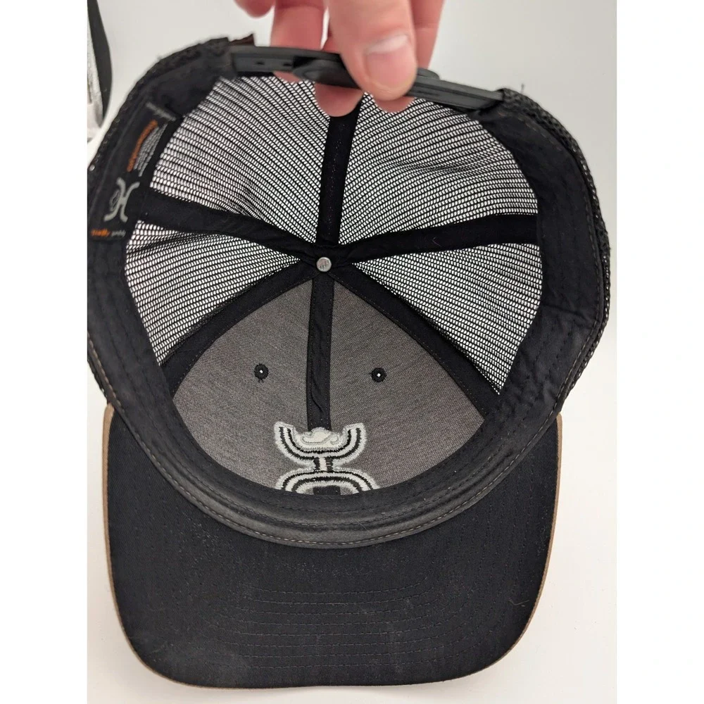 Hooey Brown Black Mesh Snapback Trucker Hat Embroidered Logo Mens Hat